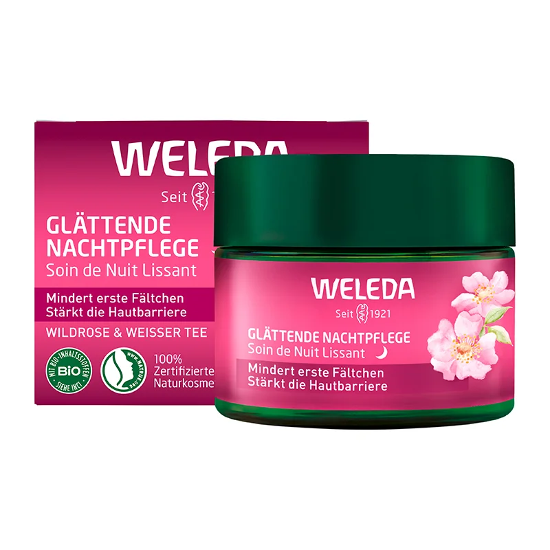 Glättende Nachtpflege Wildrose und Weisser Tee, 40ml